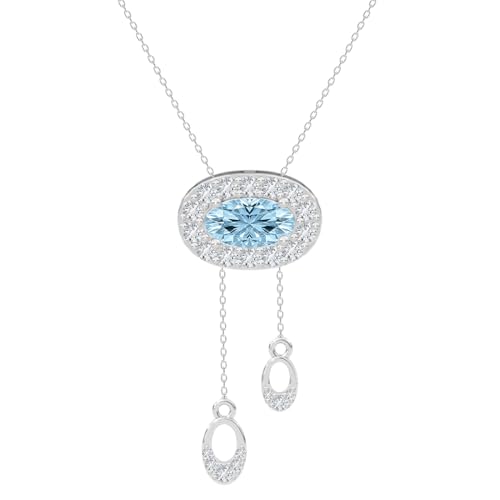 Image of Clara 925 Sterling Silver Blue Pendant Necklace with Chain | Platinum Plated |Minimal Daily Wear | Gift for Women & Girls