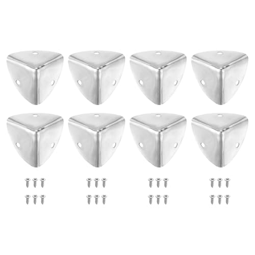 Image of uxcell 8 Pcs Decorative Box Corner Cover, 40mm Metal Edge Guard, Furniture Corner Edges Protector with Screws, Silver