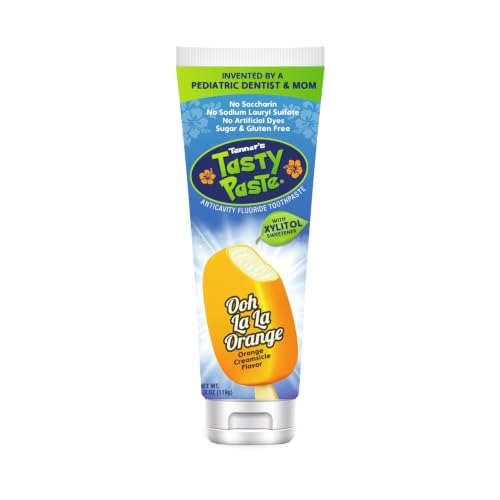 Tanner's Tasty Paste Kids Fluoride Toothpaste, Orange Cream, No Mint, 1-Pk