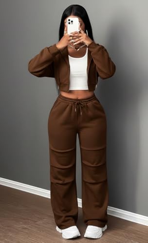 Image of Q - RIOUS Women's Baggy Mid Waisted Lounge Sweat Pants with Drawstring Athletic Flared Joggers with Pockets