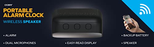 Coby Digital Alarm Clock with Powerful Speakers, Large LED Display – Bluetooth 5.0, Rechargeable Battery, Mirror Display – Stream Music, Podcasts, Answer Calls - Thumbnail 5