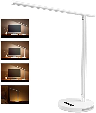 White Desk Lamp for College Dorm Room Modern Desk Lamp for Office Touch Control Eye-Caring Reading Lamp 3 Temperature Modes, 350 Lumens