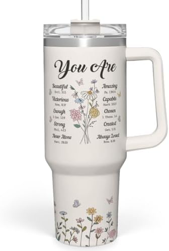 SANDJEST Christian Gifts for Women, Inspiration Gifts Tumbler 40oz Stainless Steel Insulated with Ha...