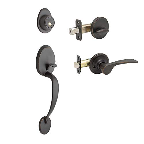 Get Special Price Copper Creek CZ2610xKLL-TB Mid Century Modern Front Door Handle Set with Left Hand Scandinavian Lever Trim, Tuscan Bronze