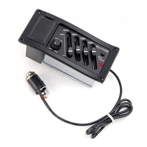 SUPVOX 4 Band Acoustic Guitar Pickup Preamp Amplifier Equalizer Durable Black Design Easy Assembly with Indicator for Acoustic Guitars