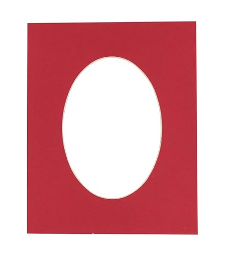 CountryArtHouse Deep Red Acid Free 5x7 Oval Picture Frame Mat with White Core Bevel Cut for 4x6 Pictures - Fits 5x7 Frame - Pack of 1 Matboard Show Kit with Acid Free Backing & Clear Bag
