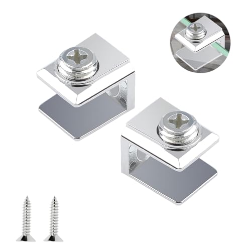 Qrity 16 PCS Glass Clip Holder, Glass Shelf Bracket, Glass Clamp, Wall Mount Clamps for 3-8mm Glass Shelves, Adjustable Clamp Brackets