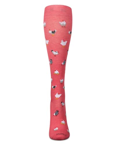 Image of MeMoi Wellfit Women's Rooster-Themed Rayon-Blend Graduated Compression Knee Sock
