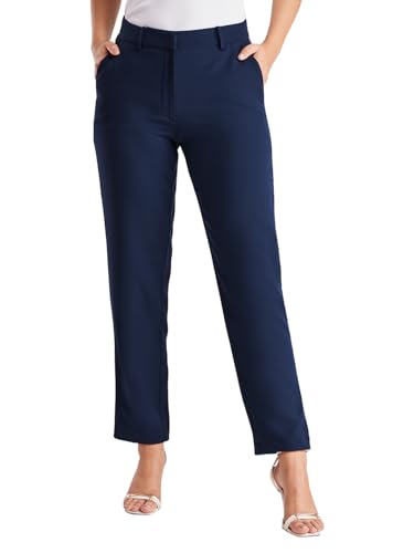 Image of FableStreet Women's Formal Trousers | Mid-Rise Straight-Leg Design | Flat Front & Permanent Crease | Polyester Lycra Fabric | Office Wear & Business Meeting