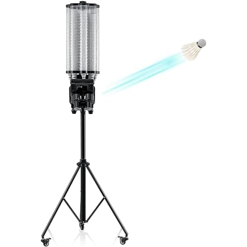 Badminton Serving Machine, Multi-Functional Automatic Badminton Machine, Adjustable Speed and Frequency, Large Capacity of 180 Balls, Easy Movement of Rollers, Professional Training