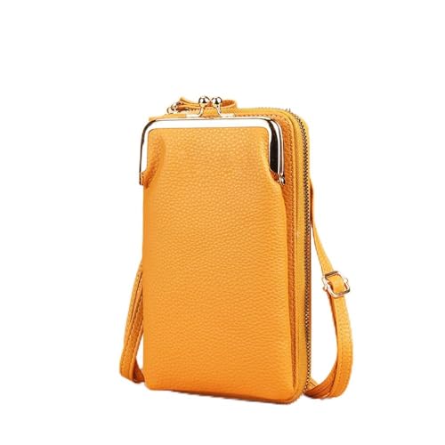 Bolsa tiracolo feminina para celular, bolsa de ombro, porta-cartão de crédito, bolso para celular, bolsa de viagem de fácil acesso, carteira de poliuretano, Amarelo, Simplicidade