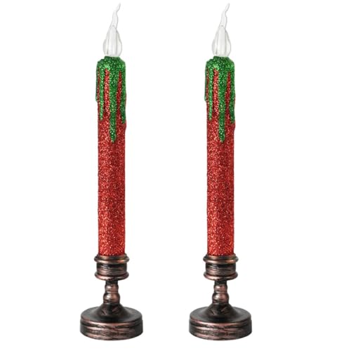 Velas para decoración de bodas navideñas Yardenfun con pilas y base para mesas