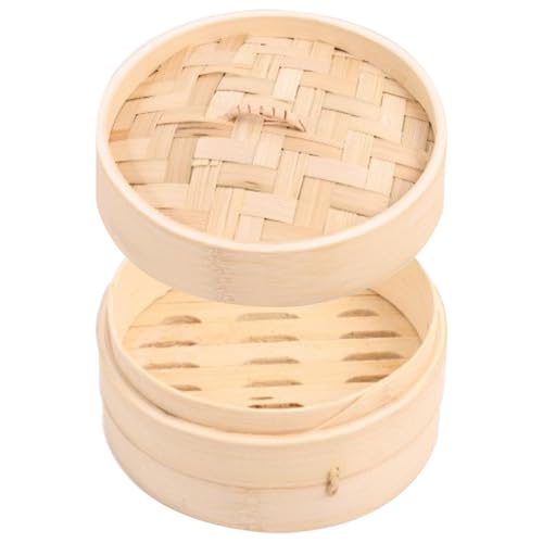Yaoliucp Bamboo Steam Basket Single Layer Bamboo Steam 18cm Chinese Basket Food Steaming Rack for Asian Cooking Sum, Dumplings, Vegetables, Fish Rice Brown