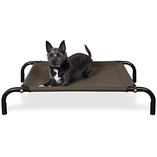 Furhaven Pet Dog Bed - New and Improved Reinforced Breathable Cooling Mesh Outdoor Elevated Pet Cot Bed for Dogs and Cats, Espresso, Extra Small