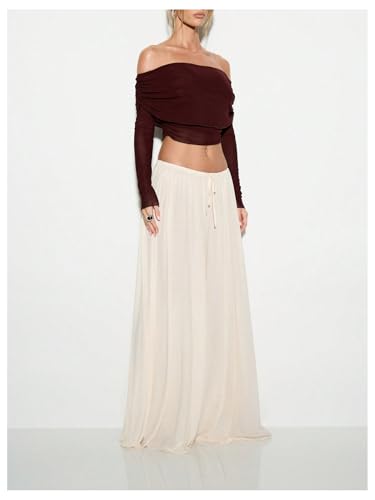 Floerns Women's Drawstring Waist Wide Leg Pants Lightweight Beach Palazzo Pants2