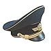 WW2 German Luftwaffe Airforce General's Officer Visor Hat, Black and Gold (US, Numeric, 7 1/2, Black)