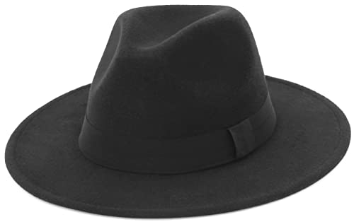 Jelord - Sombrero Fedora Hombre de Fieltro de Lana ala Ancha Sombrero Mujer Invierno Sombrerera de Jazz Clásico de con Cinta Vintage Elegante Cover