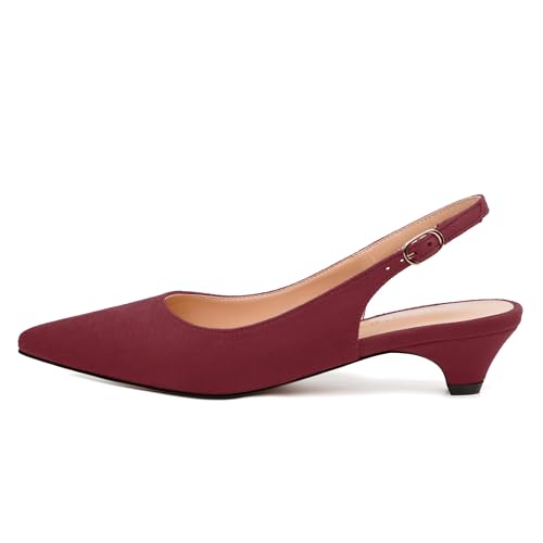 Women's Pumps, Slingback Buckle Pointed Closed Toe Low Heel, Solid Fashion Adjustable Strap Shoes for Women2
