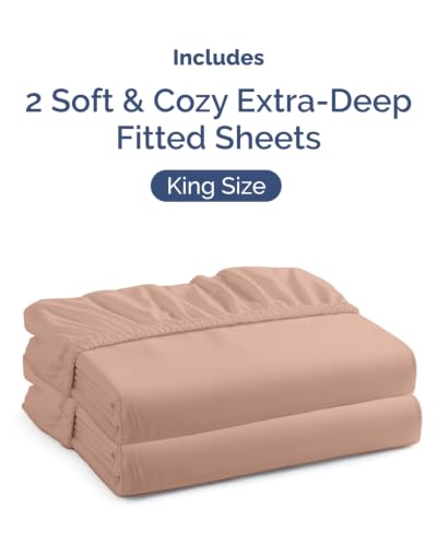 Image of CGK Linens 2 Pack Extra Deep King Fitted Sheets - Mauve