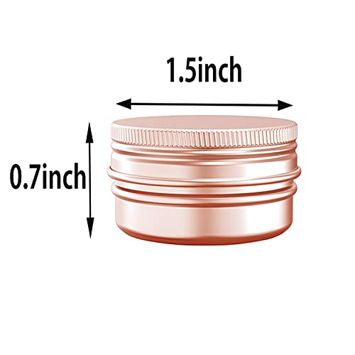 0.5 Oz Aluminum Tin Jar With Screw Cap Refillable Container For Cosmetic, Lip Balm, Cream, Rose Gold 12 Pcs. #TOP1