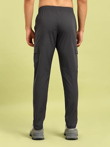 Image of TECHNOSPORT Men's Regular Fit Mid Rise Polyester Solid Cargos for Activewear, Regular Use and Quick Dry