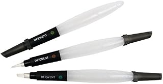 Derwent Waterbrush For Watercolour Painting, Pack Of 3, Includes Chisel Tip, Fine Tip & Medium Tip, Professional Quality, 2301975