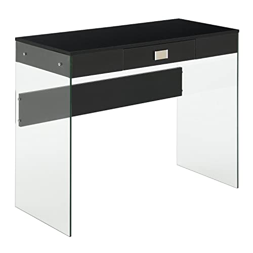 Convenience Concepts Soho 1-Drawer Glass Desk, 36", Black #TOP12
