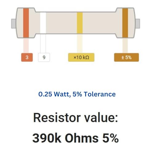 Image of 390k Ohm Resistor 1 /4W 5% Tolerance, Pack of 100 (390k Ohm)