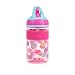 Nuby Thirsty Kids Flip-it Freestyle On The Go Water Bottle with Bite Resistant Hard Straw Cup and Easy Grip Band, Pink Donuts, 12 Ounce