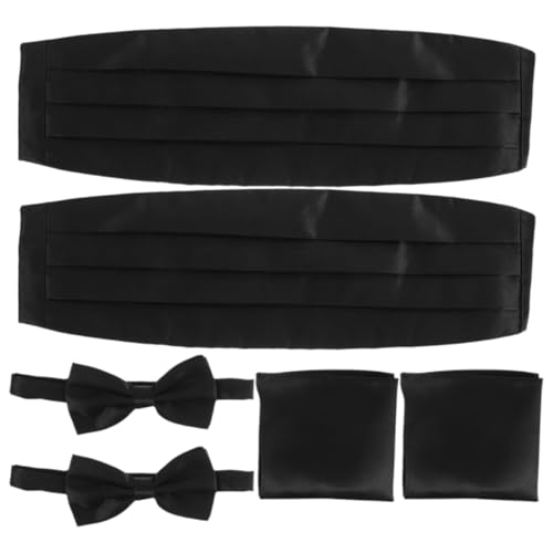 Set formal de fajín con moños y pañuelos negros para hombre