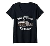 Damen Offizielles Nachthemd, Niedlicher Fauler Waschbär Spruch T-Shirt mit V-Ausschnitt