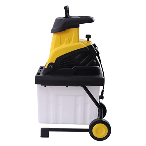 Gartenhäcksler 2500W Holzhäcksler, 1,7 Zoll Schnittdurchmesser, 45 Liter Auffangbehälter,Geräusch 90dB,Vibration＜2,5m/s²,4500rpm Elektrischer Holzhäcksler
