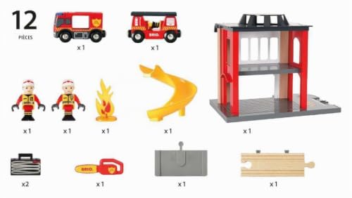 Caserne de Pompiers BRIO 33833 – Avec Camion et 2 Figurines - vue 10