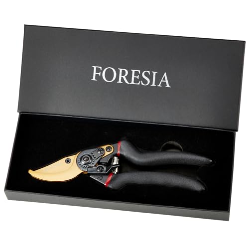FORESIA 剪定バサミ サクサク切れる 握りやすい 2段階調節可能 せんていばさみ フッ素コーティング 剪定鋏 えだきりばさみ 剪定バサミ 枝切りばさみ (ギフトBOX仕様(金+黒))