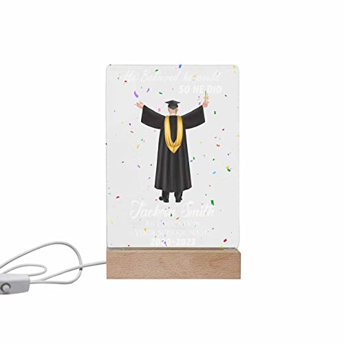 Artsadd Personalized Graduation Gifts for Him, Personalized Acrylic Plaque with Hairstyle Names LED Night Light, Custom LED Lamp Graduation Ceremony Gifts for Son Brother Boyfriend Men