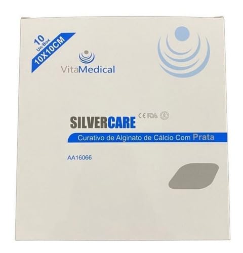 Curativo Silvercare Alginato De Cálcio E Prata 10x10cm Caixa com 10 Unidades Vitamedical - AA16066