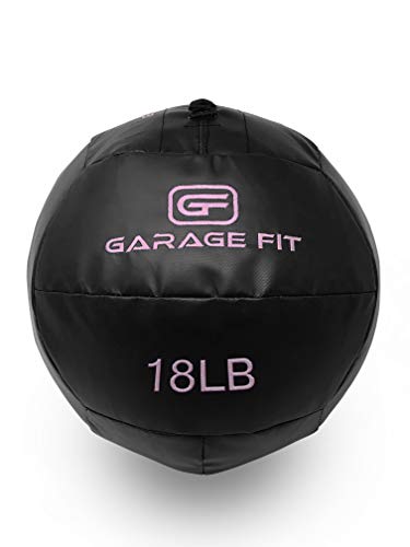 Garage Fit Soft Medicine Ball/Wall Ball/Wallball Plyometrics, Core Training, Cardio Workouts - Ideal For Wall Balls Squats, Lunges, Partner Toss, Slam (Black, 14 Lb 6.4 Kg) #TOP2