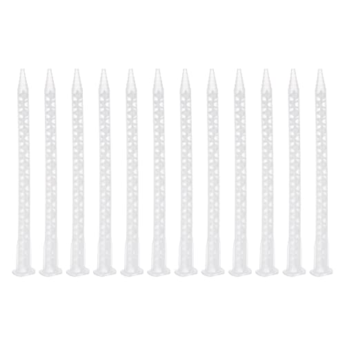 sourcing map 20 Pcs Epoxy Tubes Static Mixer, 6.02-inch Plastic Resin Mixing Nozzle Pointed Tip for AB Glue Adhesive Gun Applicator 50mL Cartridges, White