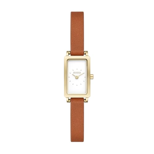 Skagen Women's Hagen Rectangular Three-Hand Gold Stainless Steel and Brown Leather Band Watch (Model: SKW3096) by Skagen - Used condition - CA$60.79