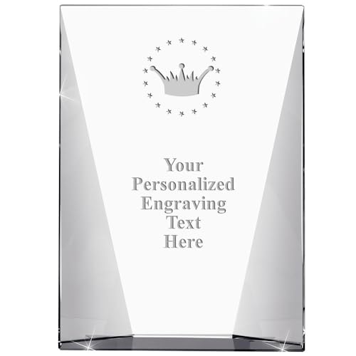 7" Crown Custom Engraved Trophy - Waterfall Corporate Crystal - Achievement Award for Employees - Corporate Awards - Personalized Engraving