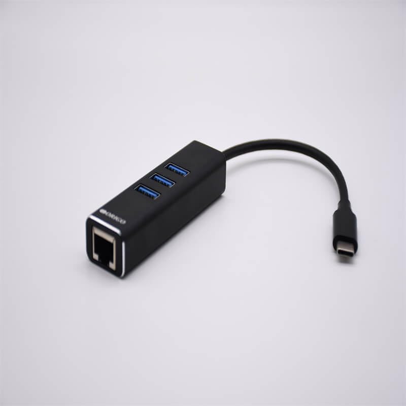 Type-C 4 in 1 Docking Station to USB3.0 to RJ45 Gigabit Ethernet Port