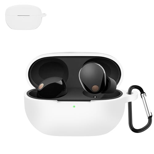 JXRICH For Sony WF-1000XM5 �P�[�X �\�j�[ WF-1000 XM5 �p �J�o�[ �����h�~ �L�Y�h�~ �V���R���P�[�X �����[�d�\ �S�ʕی� �J���r�i�t��(�z���C�g)