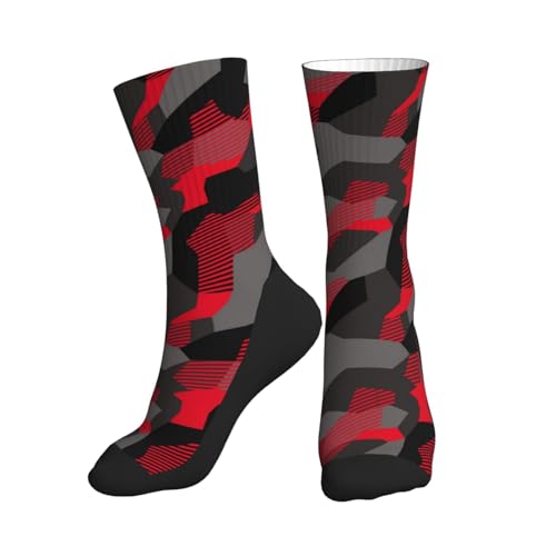 Work Socks for Men - Red Grey Black Camouflage Mens Socks, Crew Socks for Men Women Teens Gift
