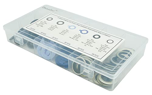 Dsnaduo 120Pcs 6 Sizes Oil Drain Plug Gaskets Assortment Kits, Fit M12 M14 For Ford, Replace 097-119, 097-139, 097-116, 097-118, 097-021, 097-025 #TOP4
