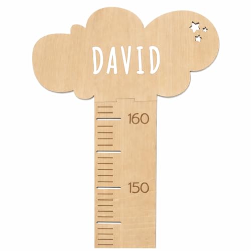 nagu® Toise murale enfant pour Decoration chambre bebe. Toise bois avec lettres autocollantes à personnaliser avec votre nom. Mesure taille