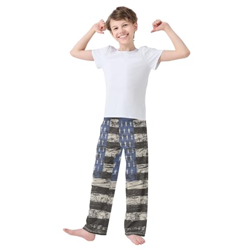 Distressed American Flag Blue White Lounge Pajama Pants Soft PJ Bottoms for Sleepwear Ages 6-14 Years3
