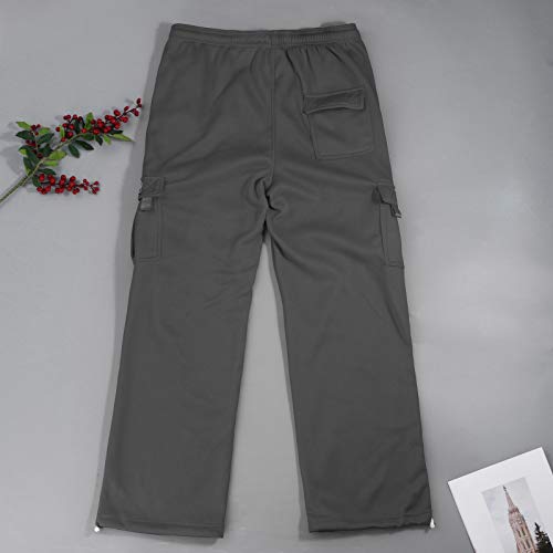Wide Leg Sweatpants Men Open Bottom Drawstring Waist Cargo Pants with Pockets Baggy Mencomfy Athletic Gym Sweat Pants3