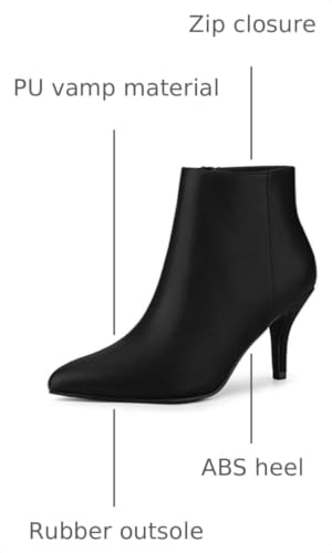 Allegra K Allegra K Women's Pointed Toe Zipper Stiletto Heel Black Ankle Boots - 10 M US