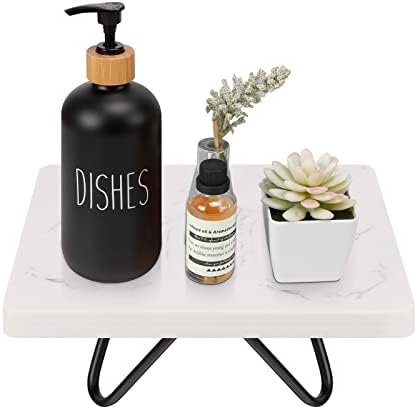 Winmien Marble Modern Style Decor Display Risers, Display Tray for Home Display, Kitchen Storage, Bathroom Storage, Display Shelf（White）