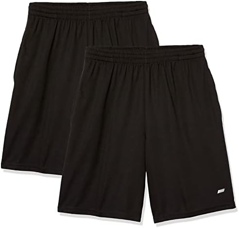 Amazon Essentials Men's Athletic Basketball Gym Shorts, Breathable Moisture-Wicking Loose-Fit with Elastic Waist, Pack of 2